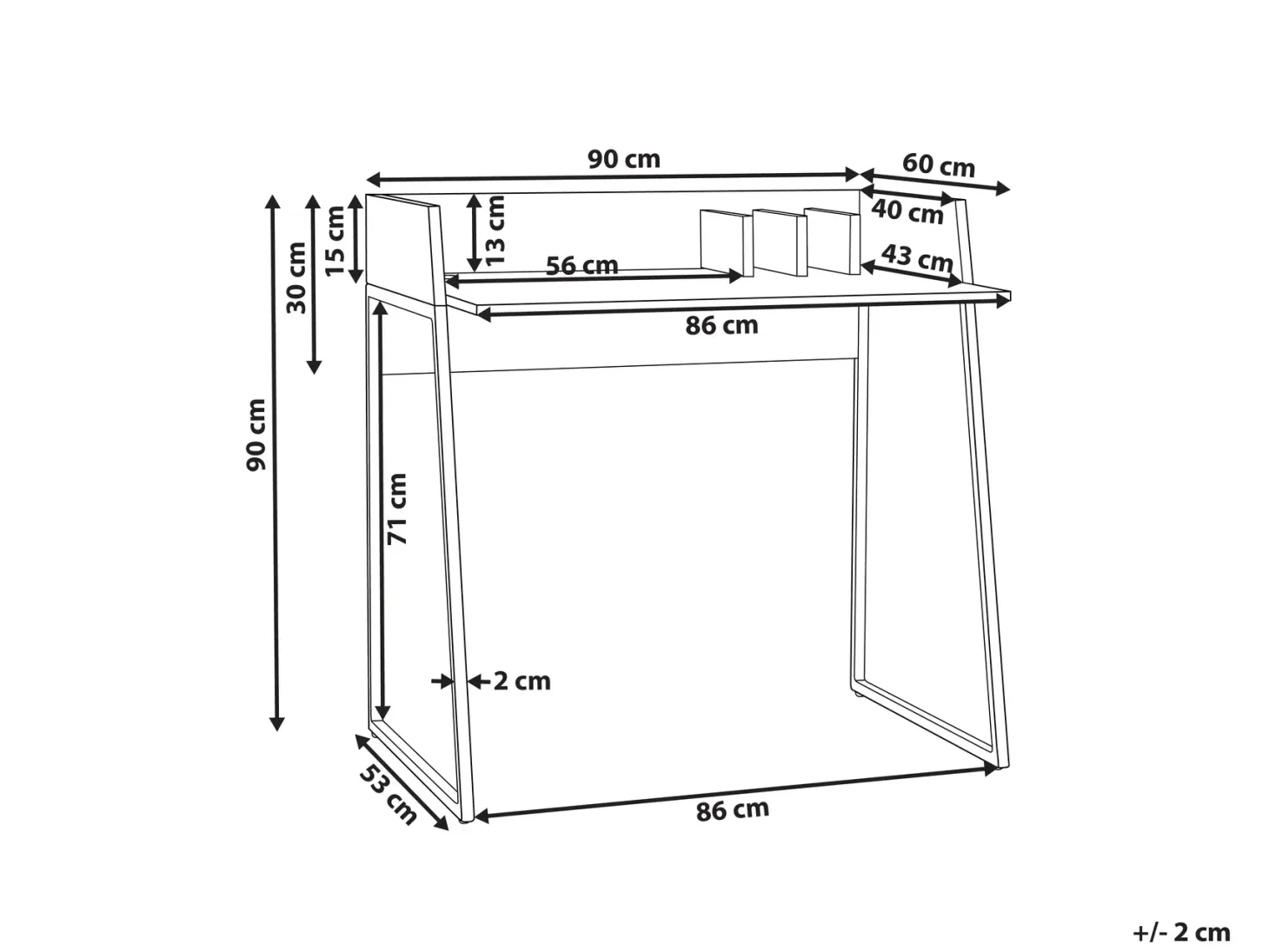 Skrivebord ANAH Hvid 90 cm 60 cm