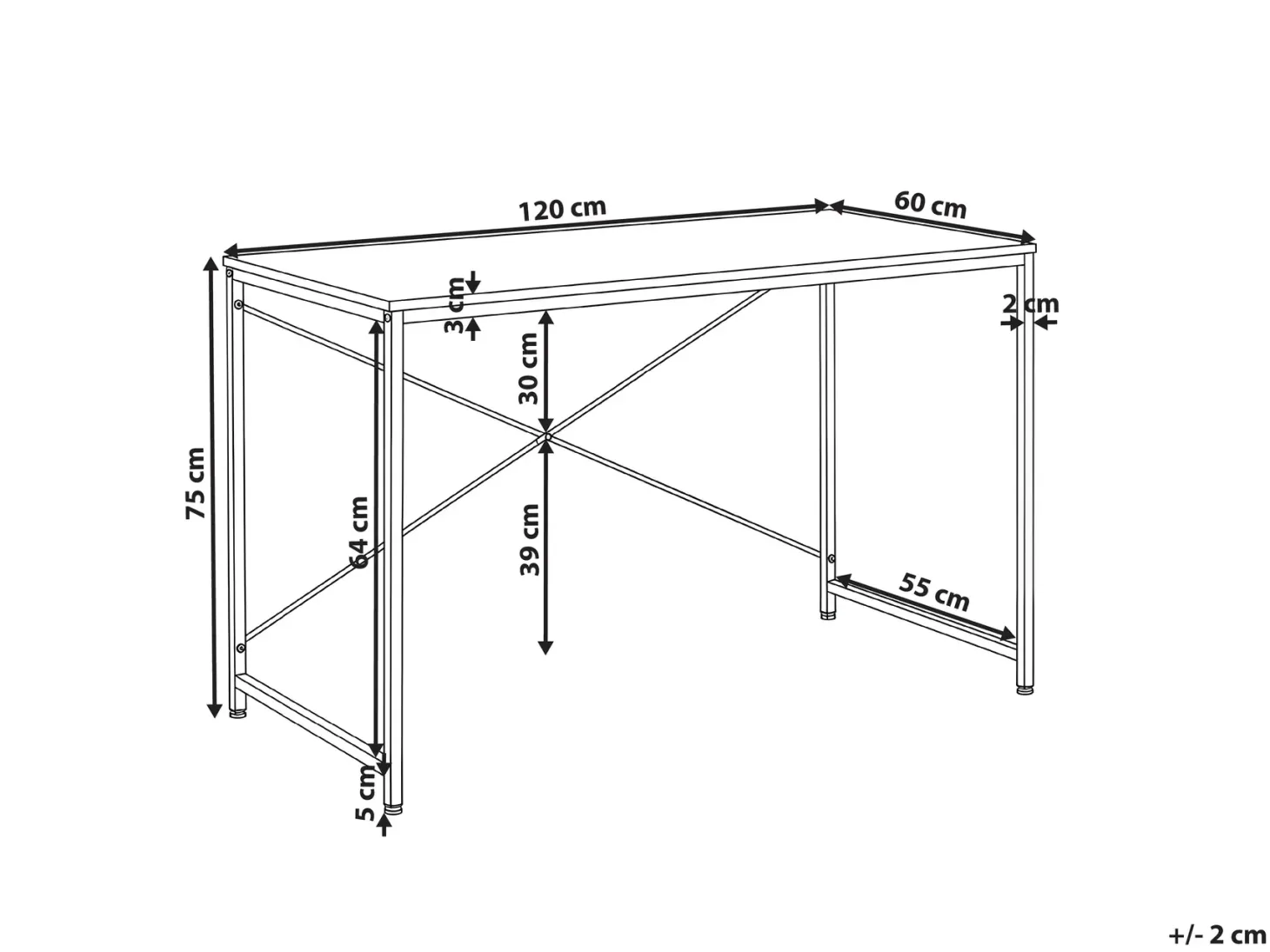Skrivebord ANDASTE Sort 120 cm 60 cm