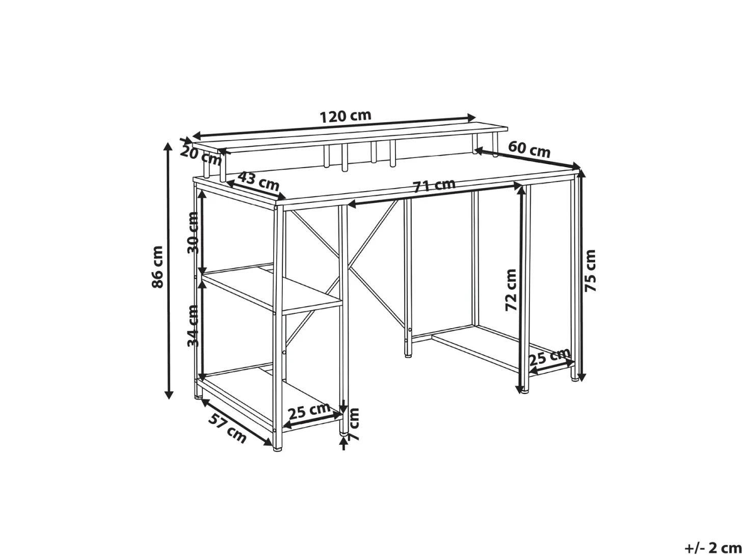Skrivebord CADDO Hvid 120 cm 60 cm