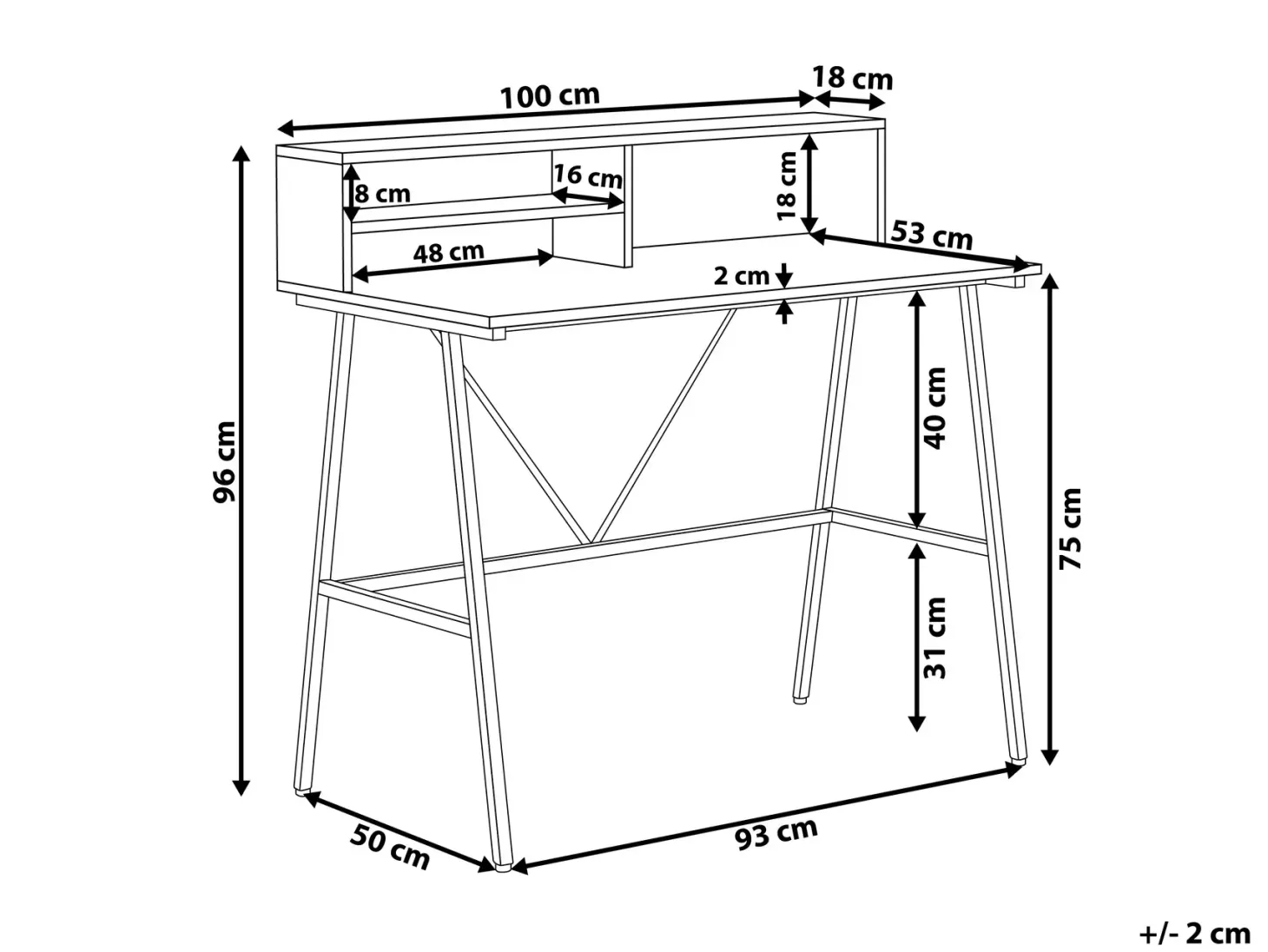 Skrivebord HARISON Mørkebrun 100 cm 53 cm