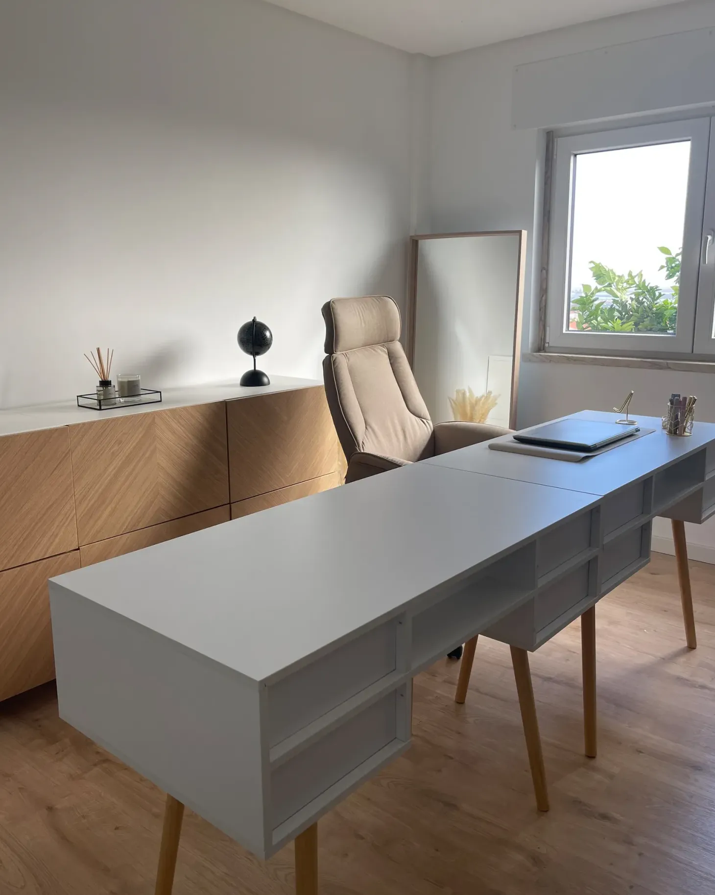Skrivebord LEVIN Hvid 110 cm 55 cm med skuffer