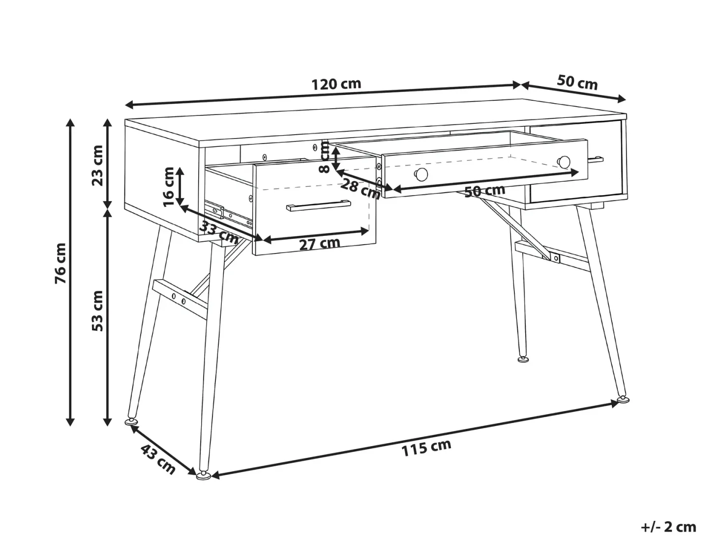 Skrivebord MARFLA Hvid 120 cm 50 cm