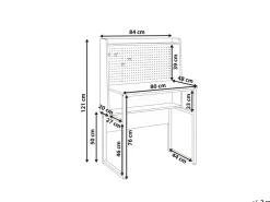Skrivebord med perforeret tavle BUXTON Hvid 84 cm 48 cm
