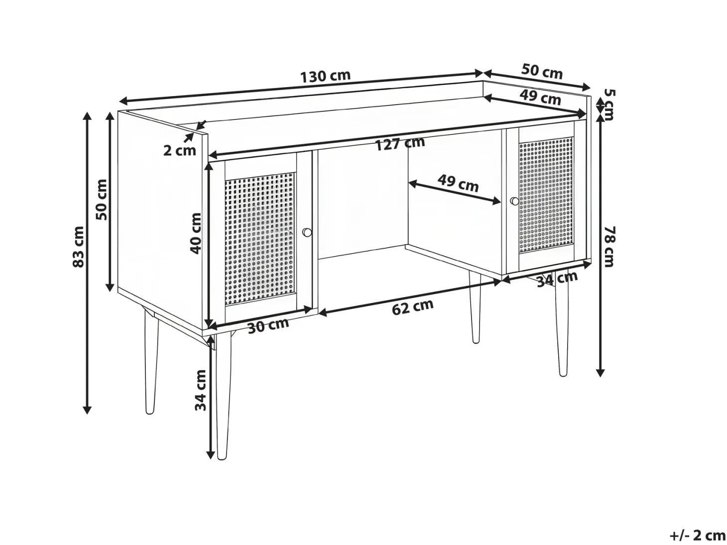 Skrivebord RATANA Lysebrun 130 cm 50 cm
