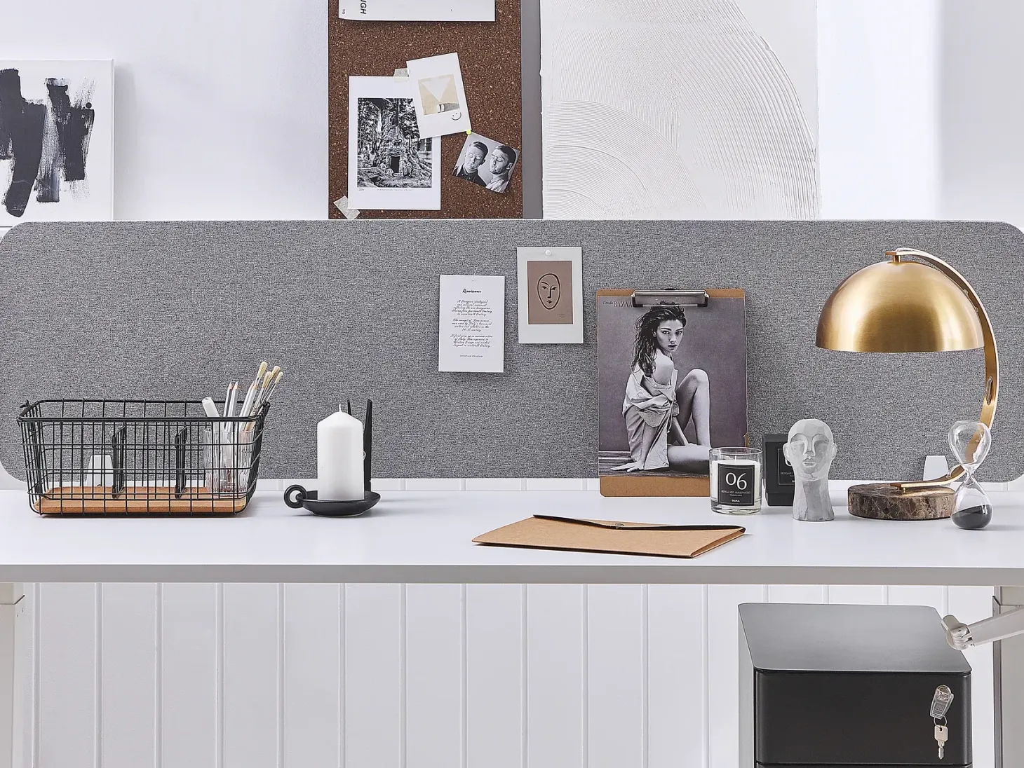 Skrivebordsdeler WALLY 180 x 40 cm Lysegrå