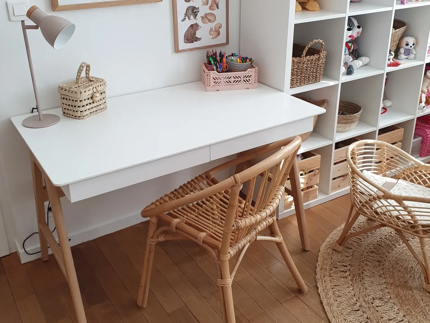 Skrivebord SHESLAY Hvid 120 cm 70 cm med skuffer