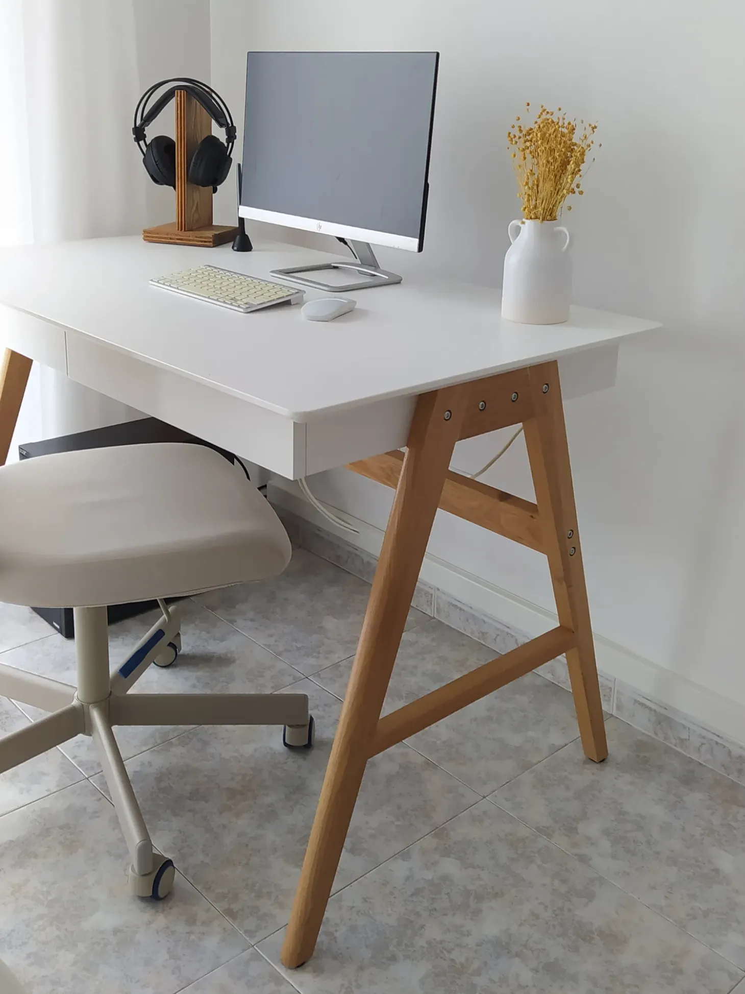Skrivebord SHESLAY Hvid 120 cm 70 cm med skuffer