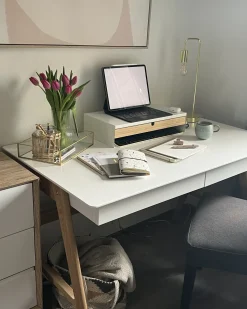 Skrivebord SHESLAY Hvid 120 cm 70 cm med skuffer
