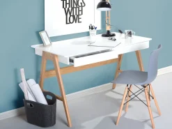Skrivebord SHESLAY Hvid 120 cm 70 cm med skuffer