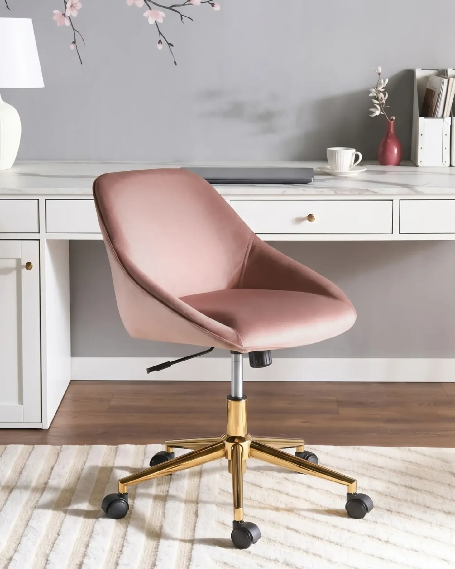 Skrivebordsstol BARDSDALE Velour Lyserød