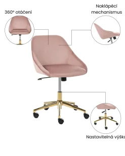 Skrivebordsstol BARDSDALE Velour Lyserød