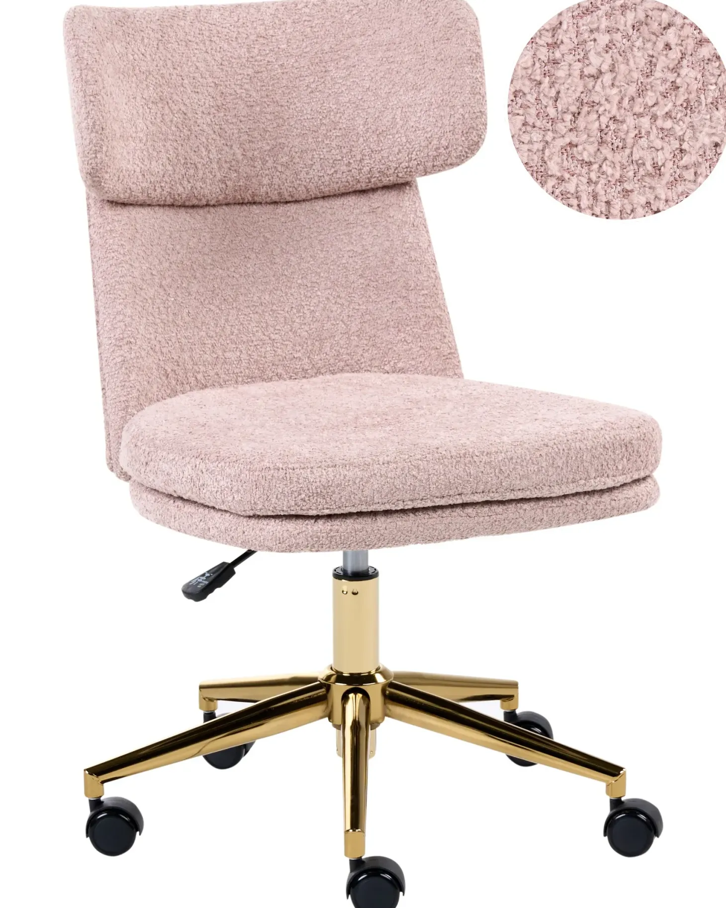 Skrivebordsstol GRANBY Boucle Pastellrosa