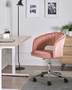 Skrivebordsstol KATONAH Velour Lyserød