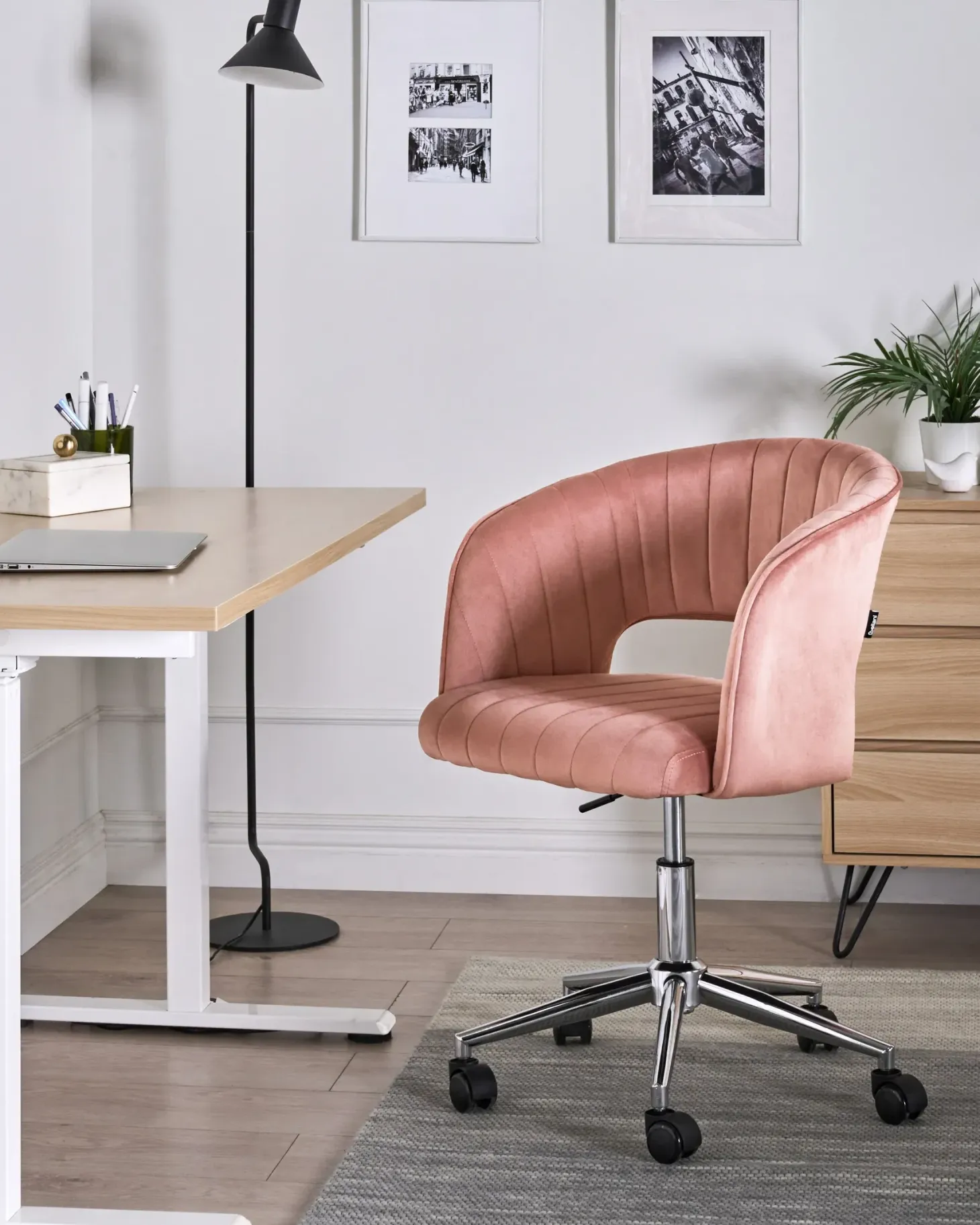 Skrivebordsstol KATONAH Velour Lyserød