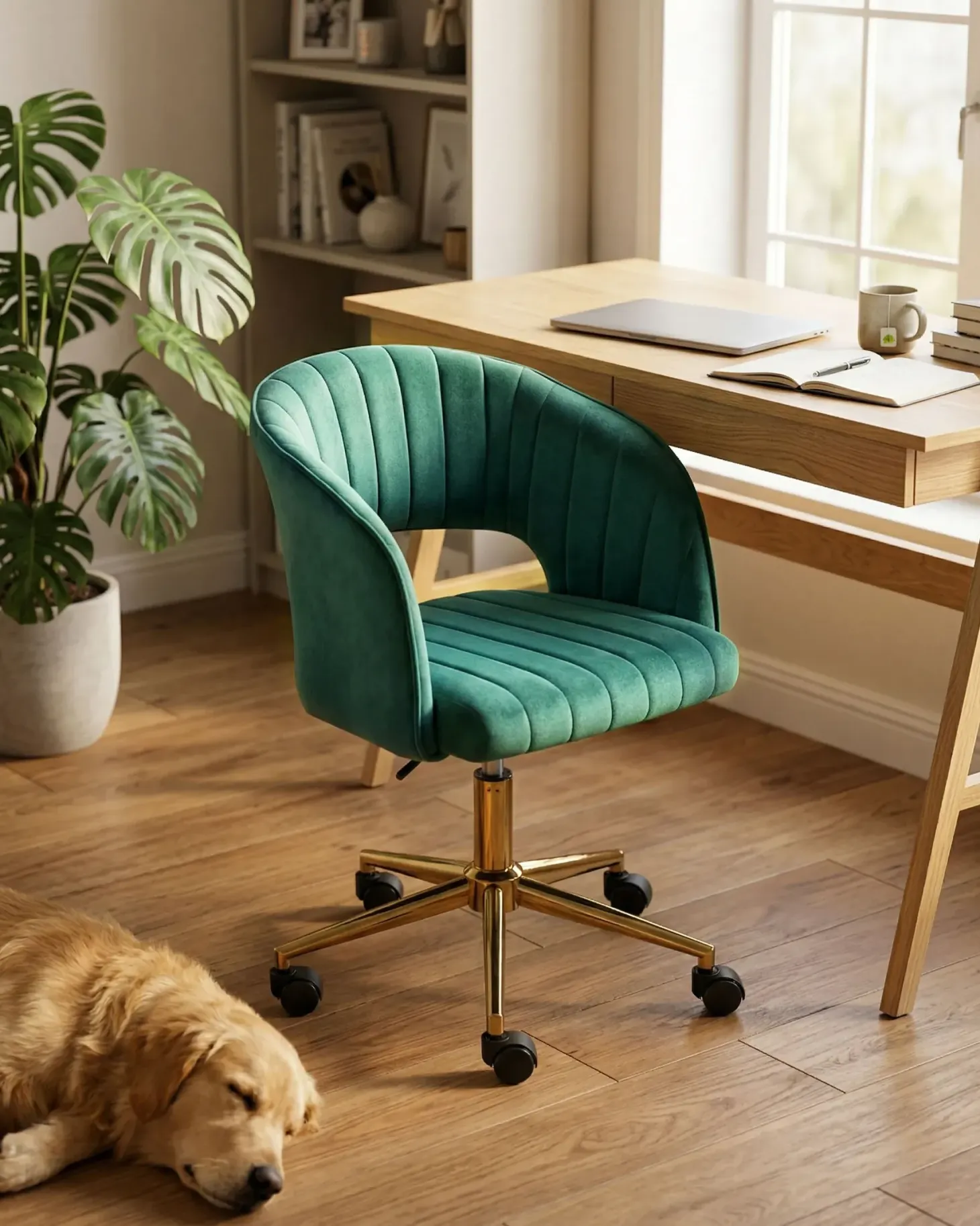 Skrivebordsstol KATONAH Velour Grøn