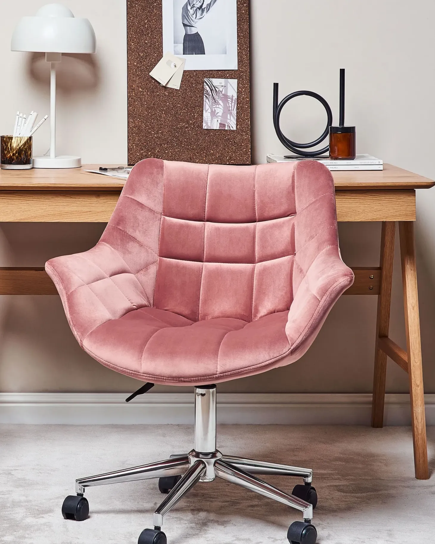 Skrivebordsstol LABELLE Velour Lyserød