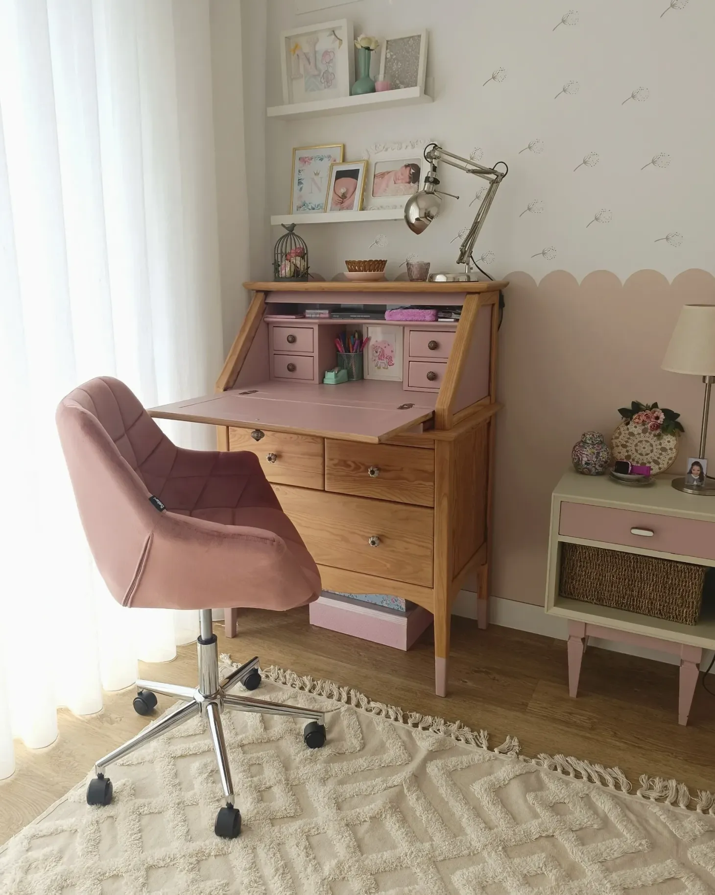 Skrivebordsstol LABELLE Velour Lyserød