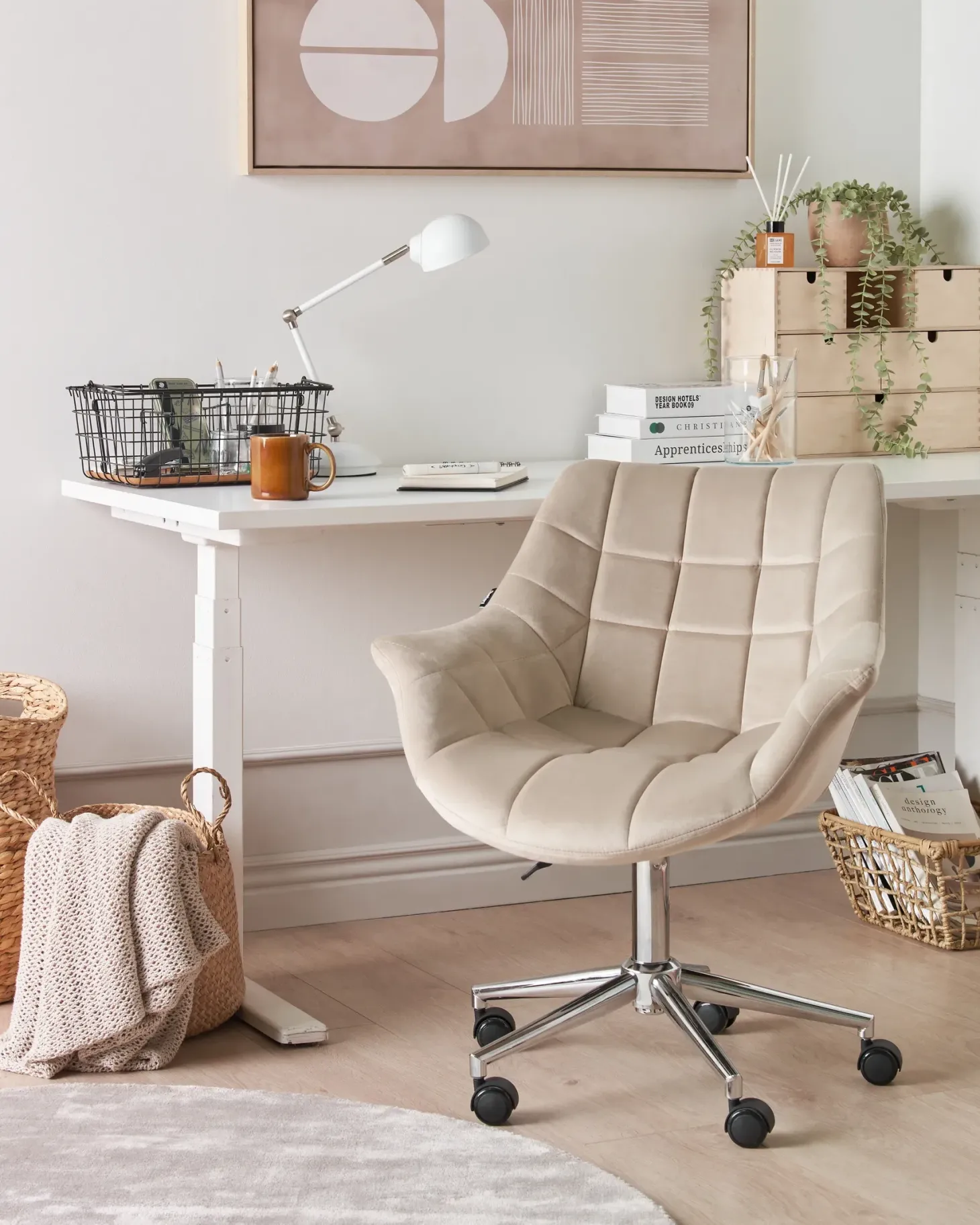 Skrivebordsstol LABELLE Velour Beige
