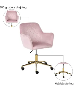 Skrivebordsstol LELORIA Velour Pastellrosa