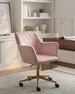 Skrivebordsstol LELORIA Velour Pastellrosa