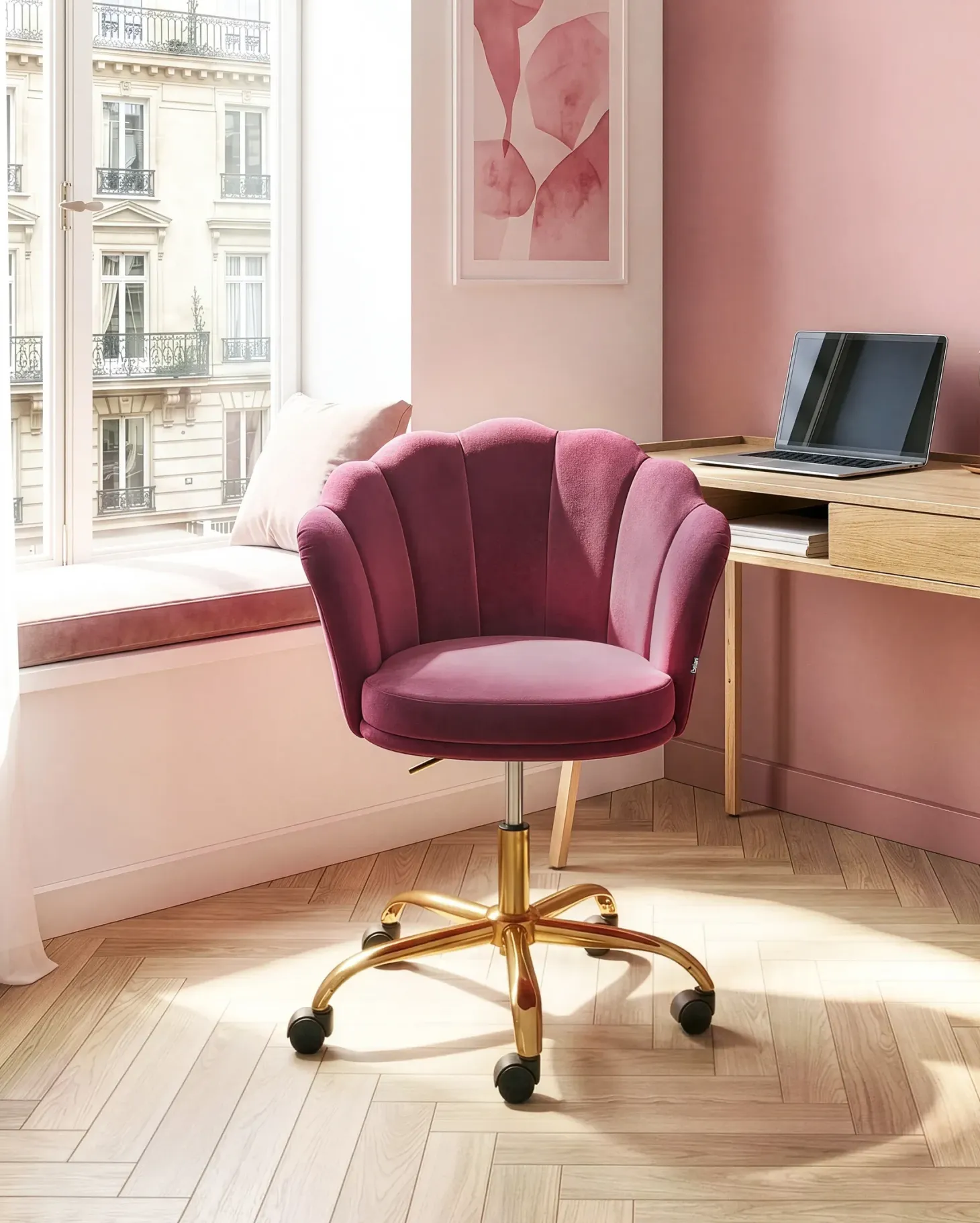 Skrivebordsstol MONTICELLO Velour Bordeaux