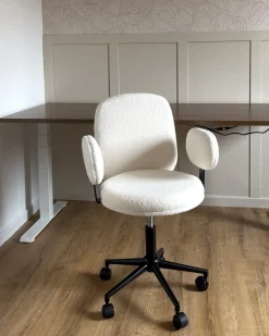 Skrivebordsstol MORAGA Boucle Cremehvid