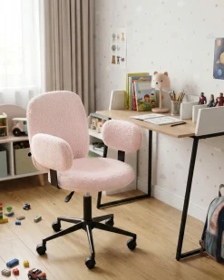 Skrivebordsstol MORAGA Boucle Pastellrosa