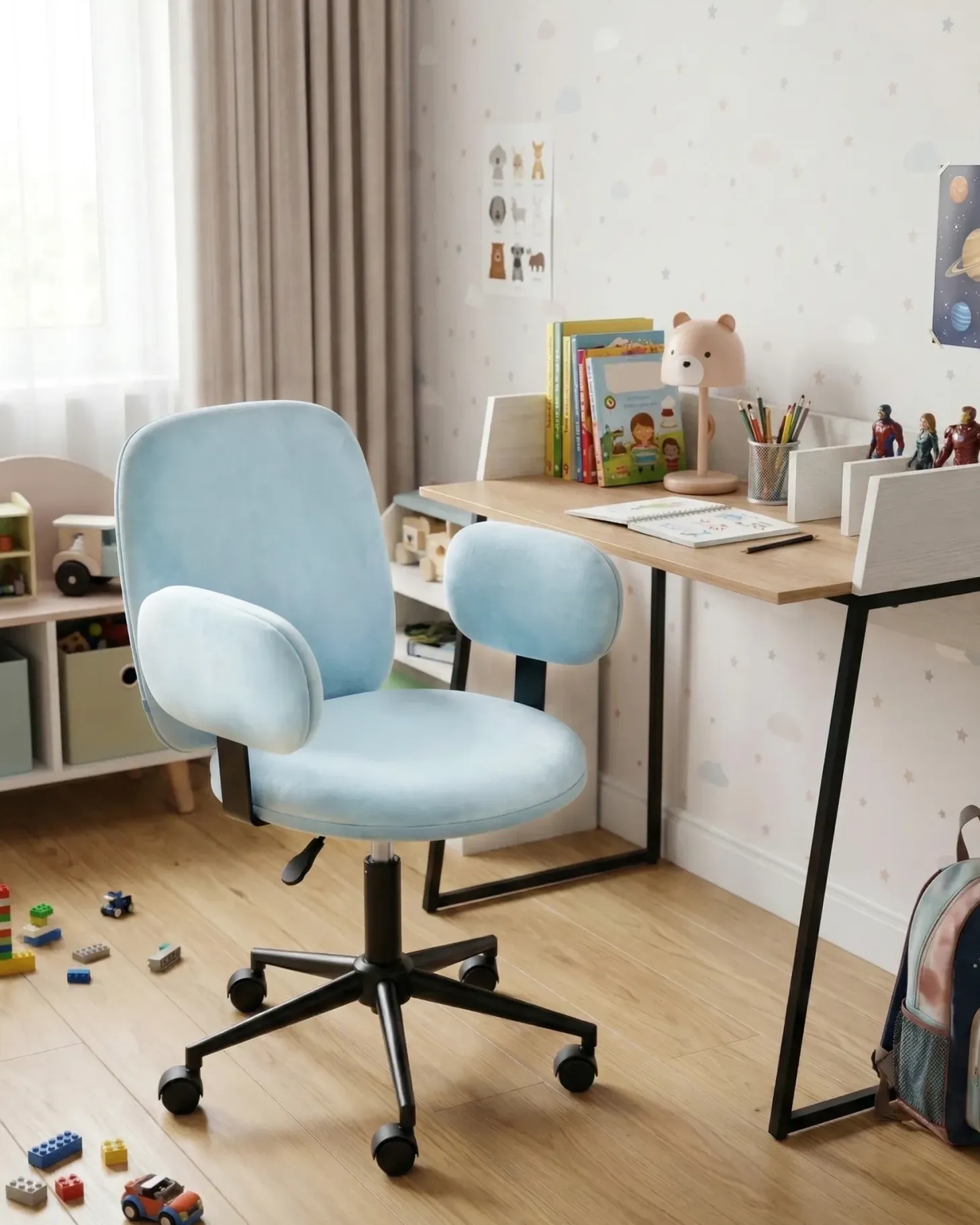 Skrivebordsstol MORAGA Velour Himmelblå