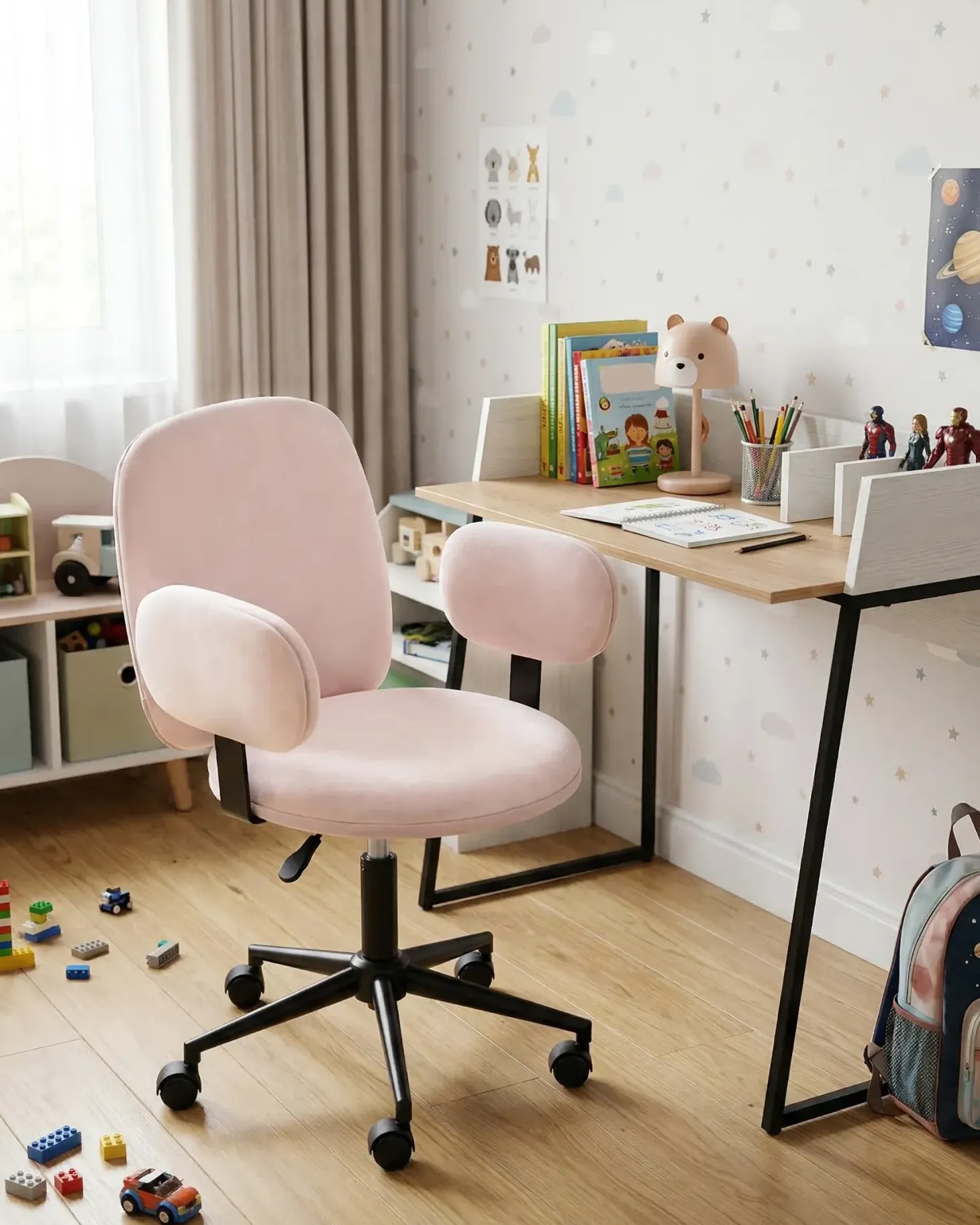 Skrivebordsstol MORAGA Velour Pastellrosa