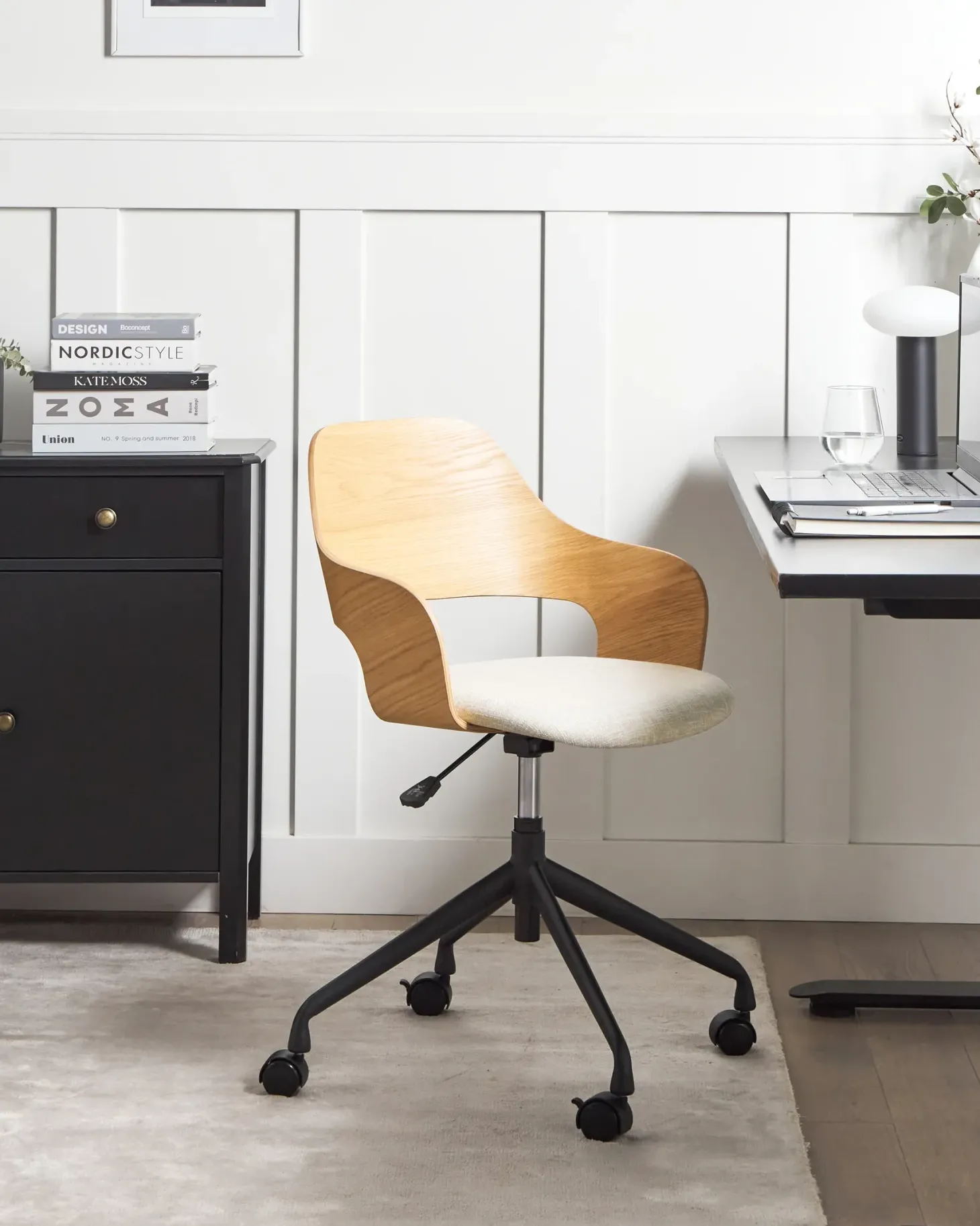 Skrivebordsstol NOVATO Kunstlinned Lys Beige