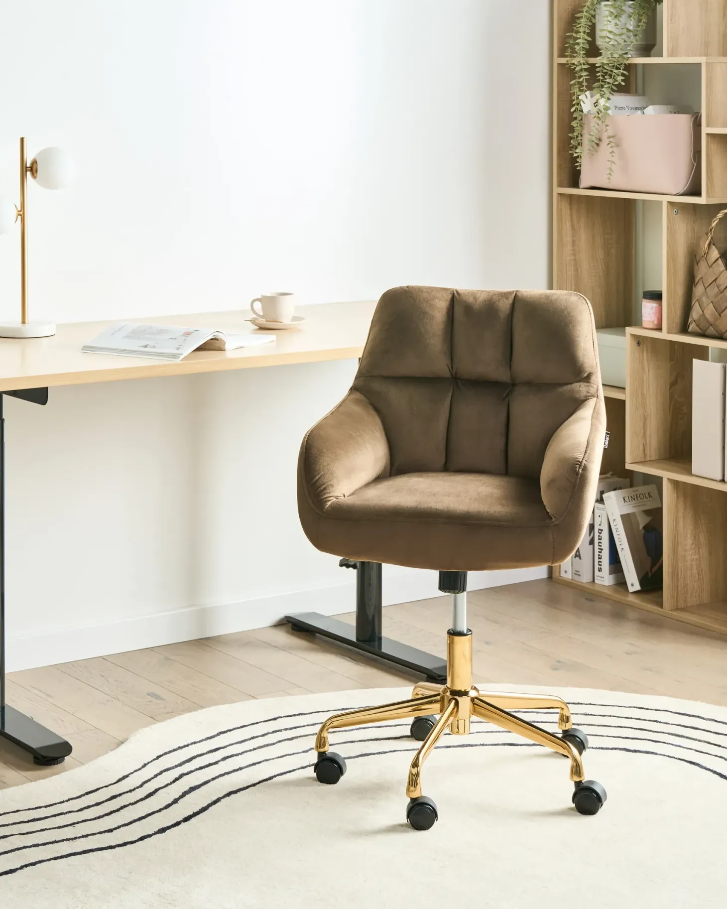 Skrivebordsstol PALMDALE Velour Brun