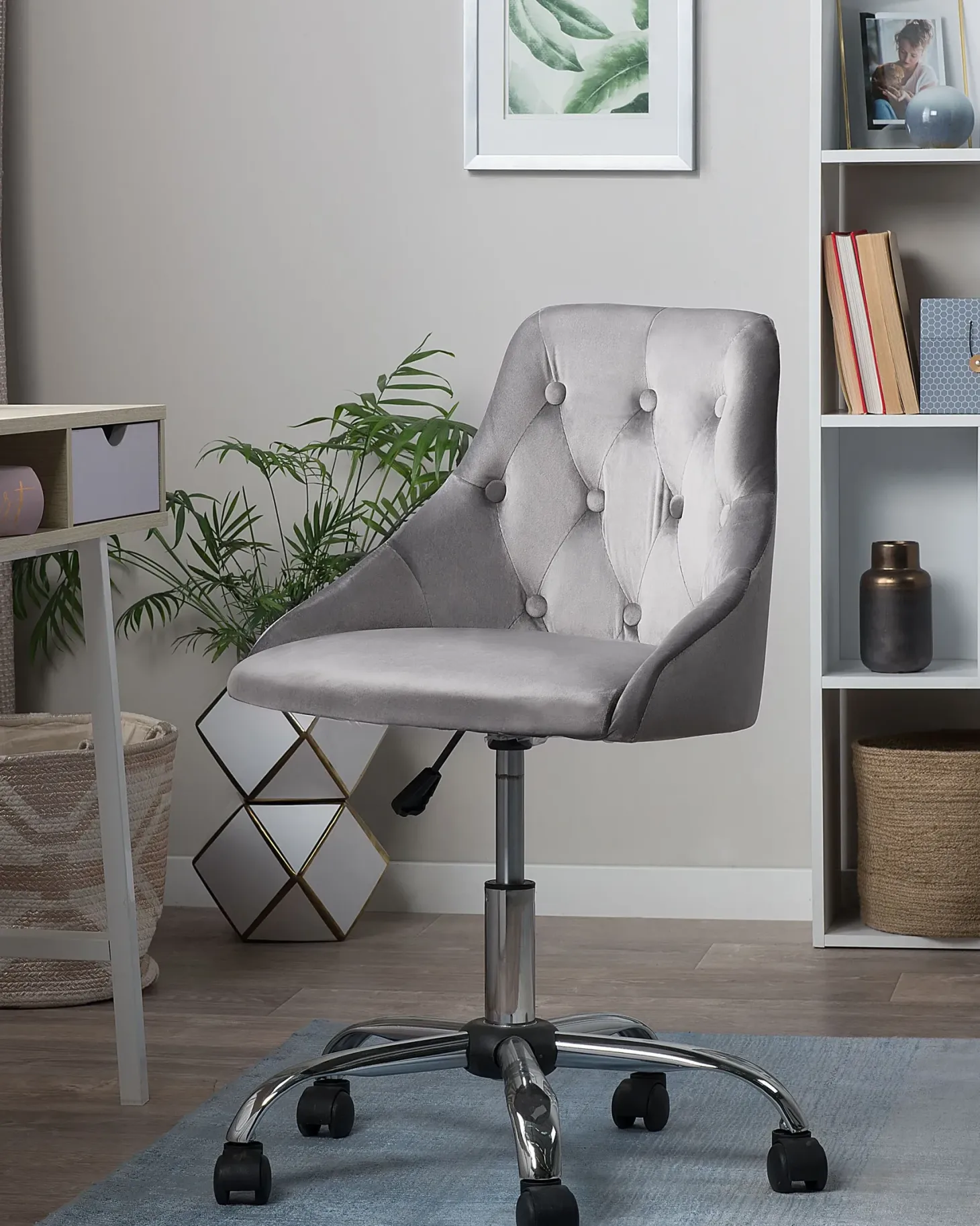Skrivebordsstol PARRISH Velour Grå
