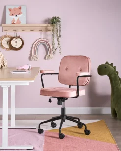 Skrivebordsstol PAWNEE Velour Lyserød