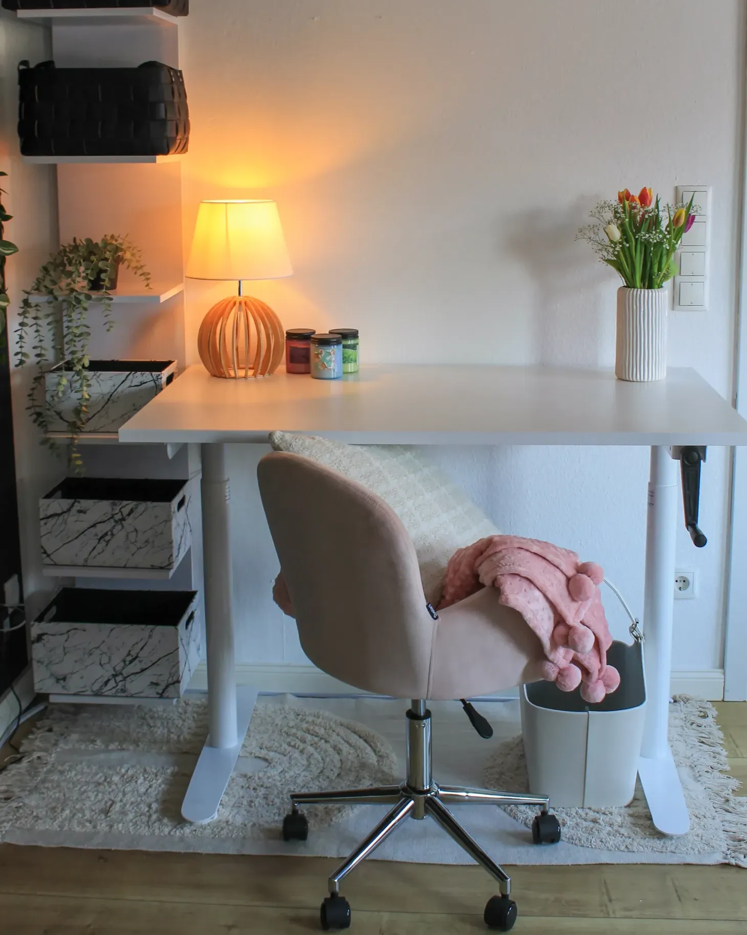 Skrivebordsstol PRIDDY Velour Lyserød