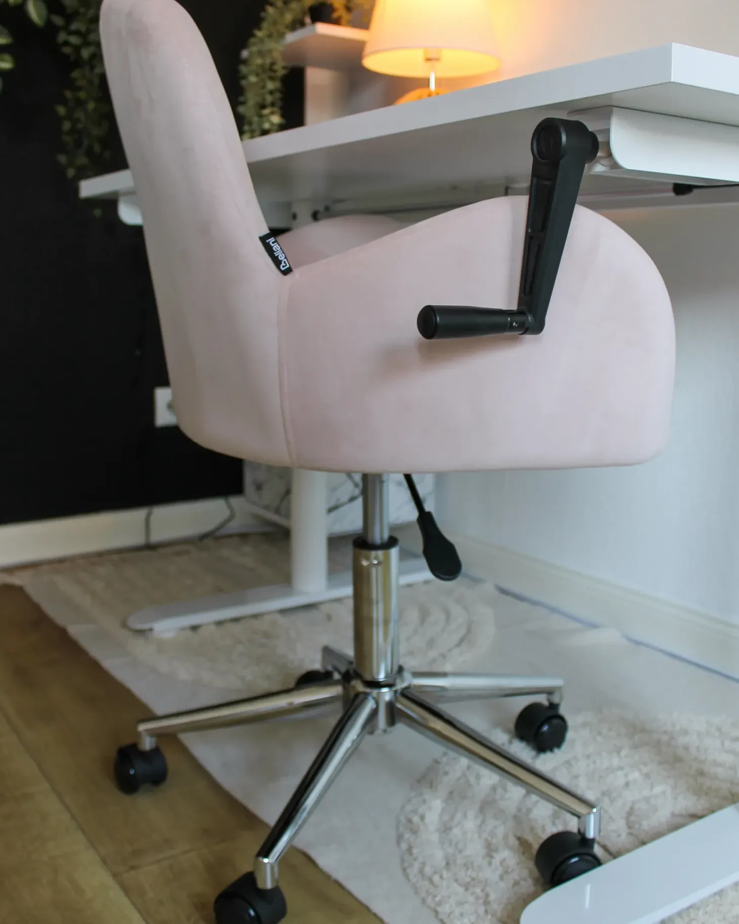 Skrivebordsstol PRIDDY Velour Lyserød