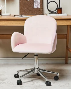 Skrivebordsstol PRIDDY Velour Lyserød