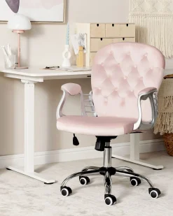 Skrivebordsstol PRINCESS Velour Pastellrosa
