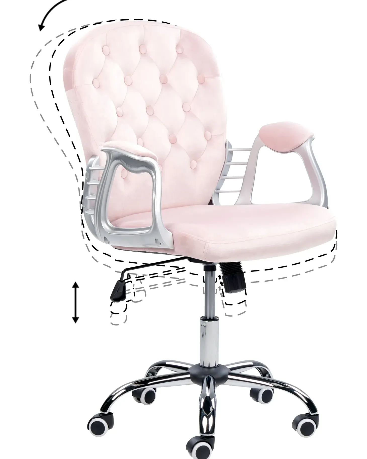 Skrivebordsstol PRINCESS Velour Pastellrosa