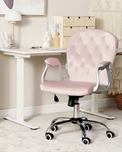 Skrivebordsstol PRINCESS Velour Pastellrosa