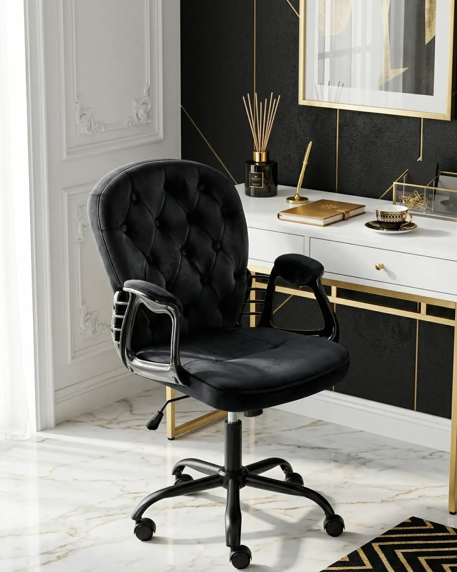 Skrivebordsstol PRINCESS Velour Sort