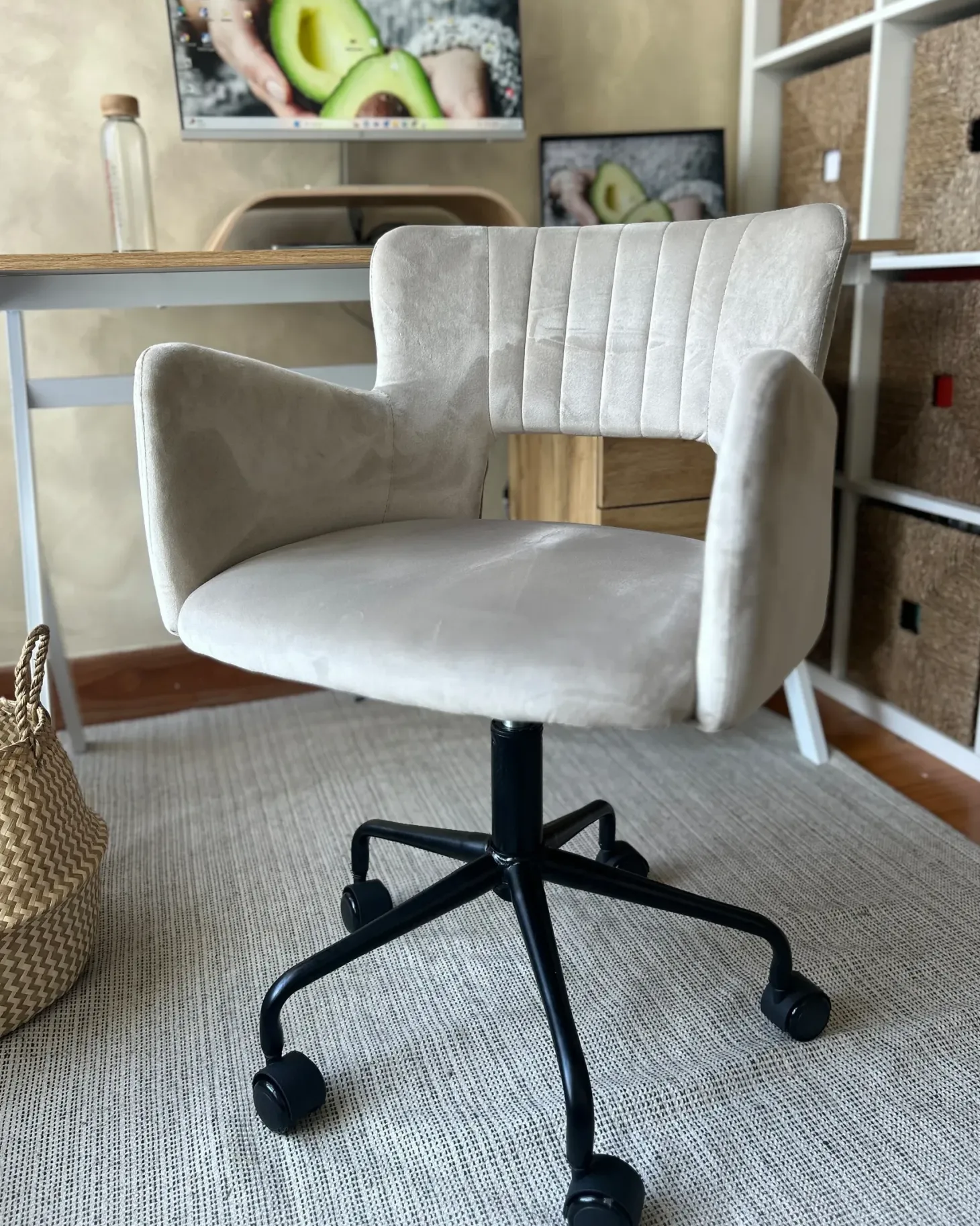 Skrivebordsstol SANILAC II Velour Brungrå
