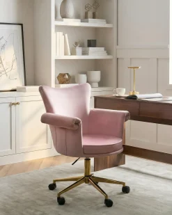 Skrivebordsstol VELENCIA Velour Pastellrosa