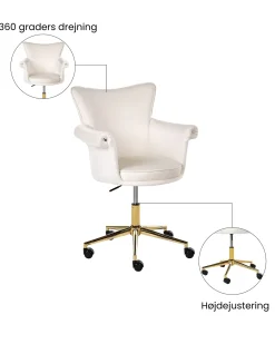 Skrivebordsstol VELENCIA Velour Cremehvid