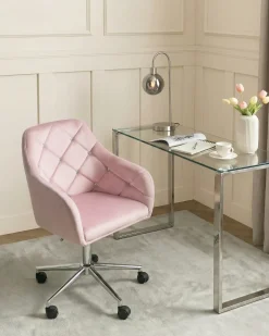 Skrivebordsstol VELORIA Velour Pastellrosa