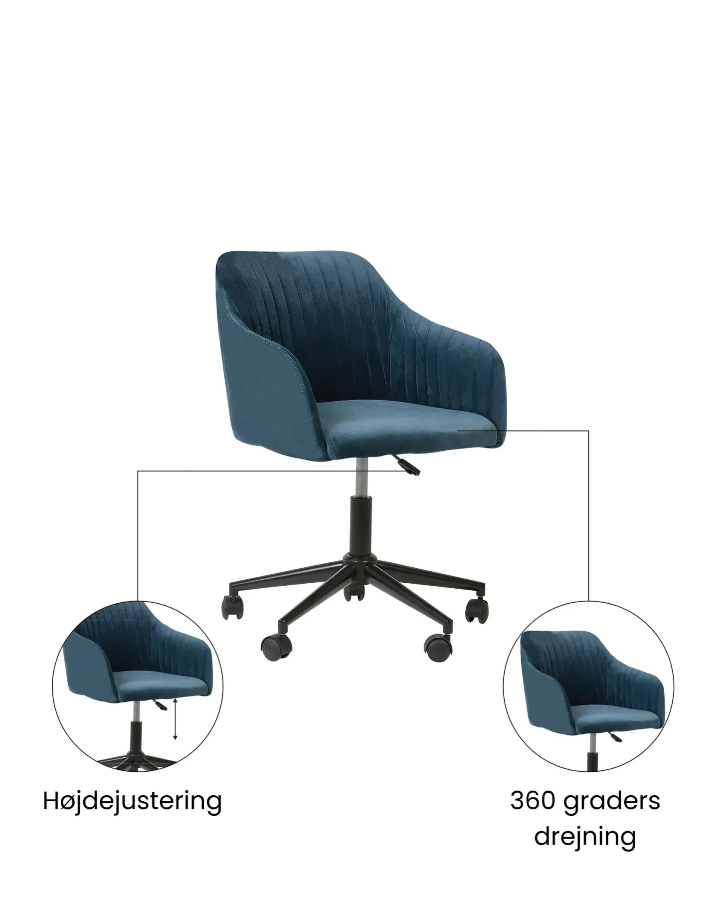 Skrivebordsstol VENICE Velour Navy Blå