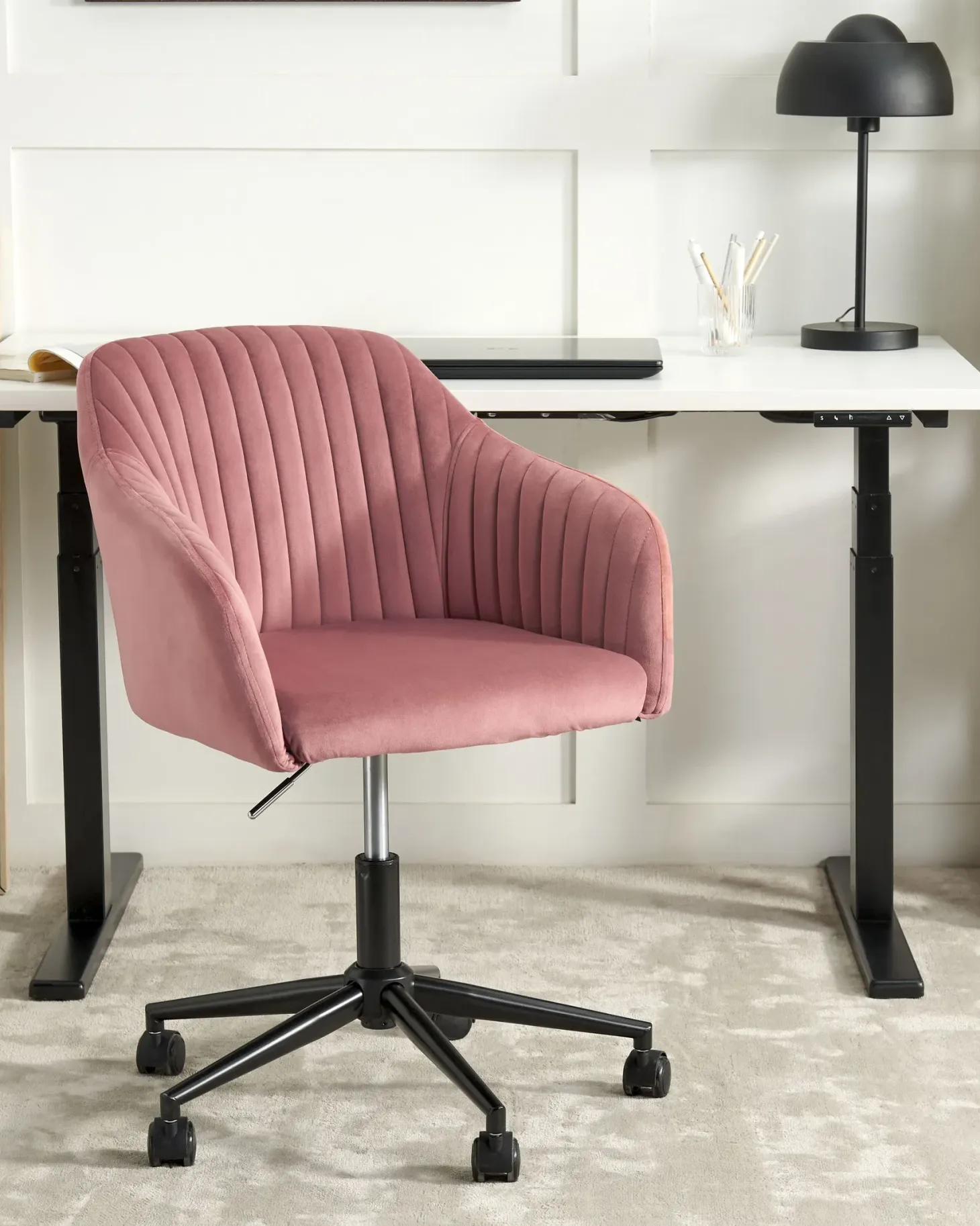 Skrivebordsstol VENICE Velour Lyserød