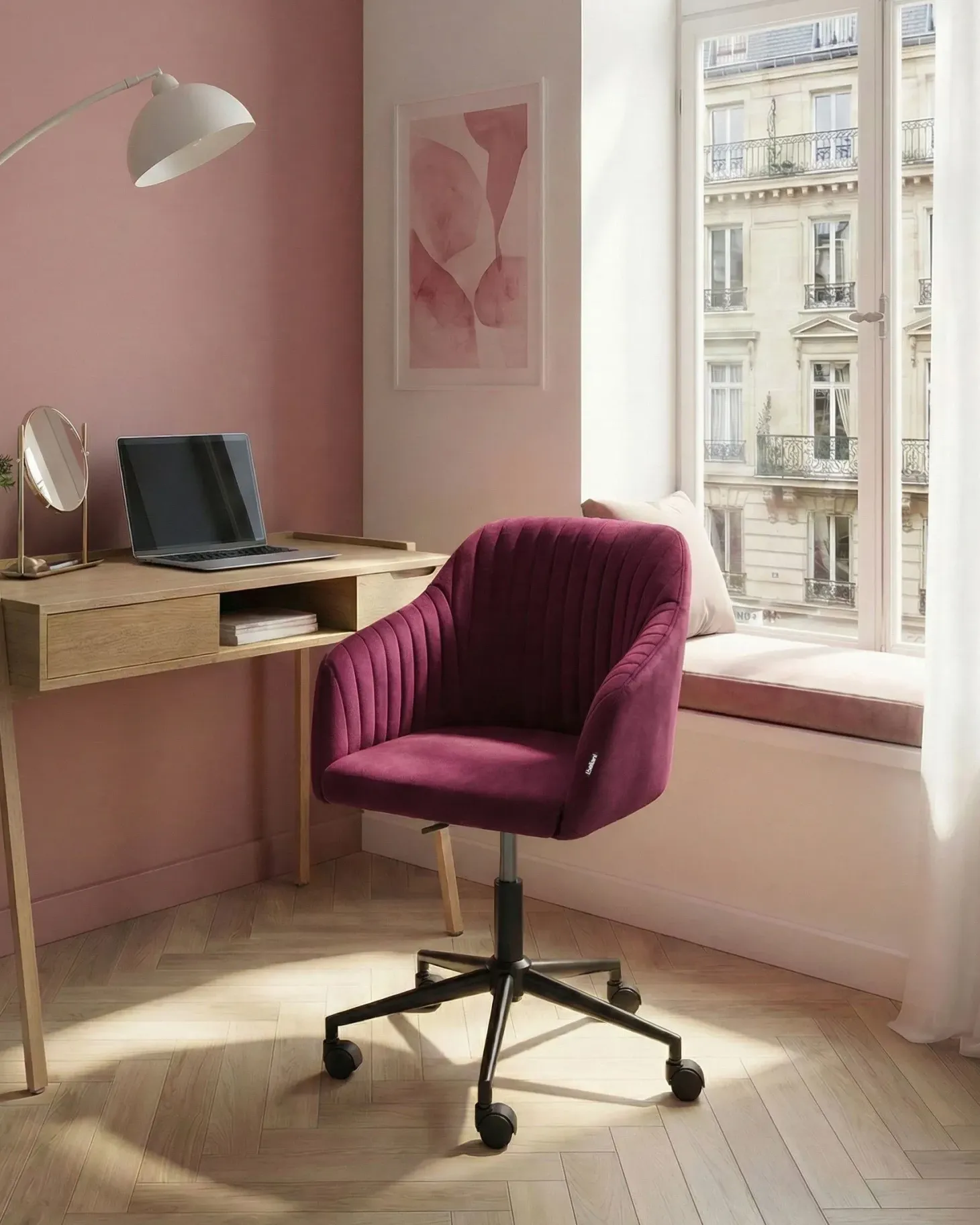 Skrivebordsstol VENICE Velour Bordeaux