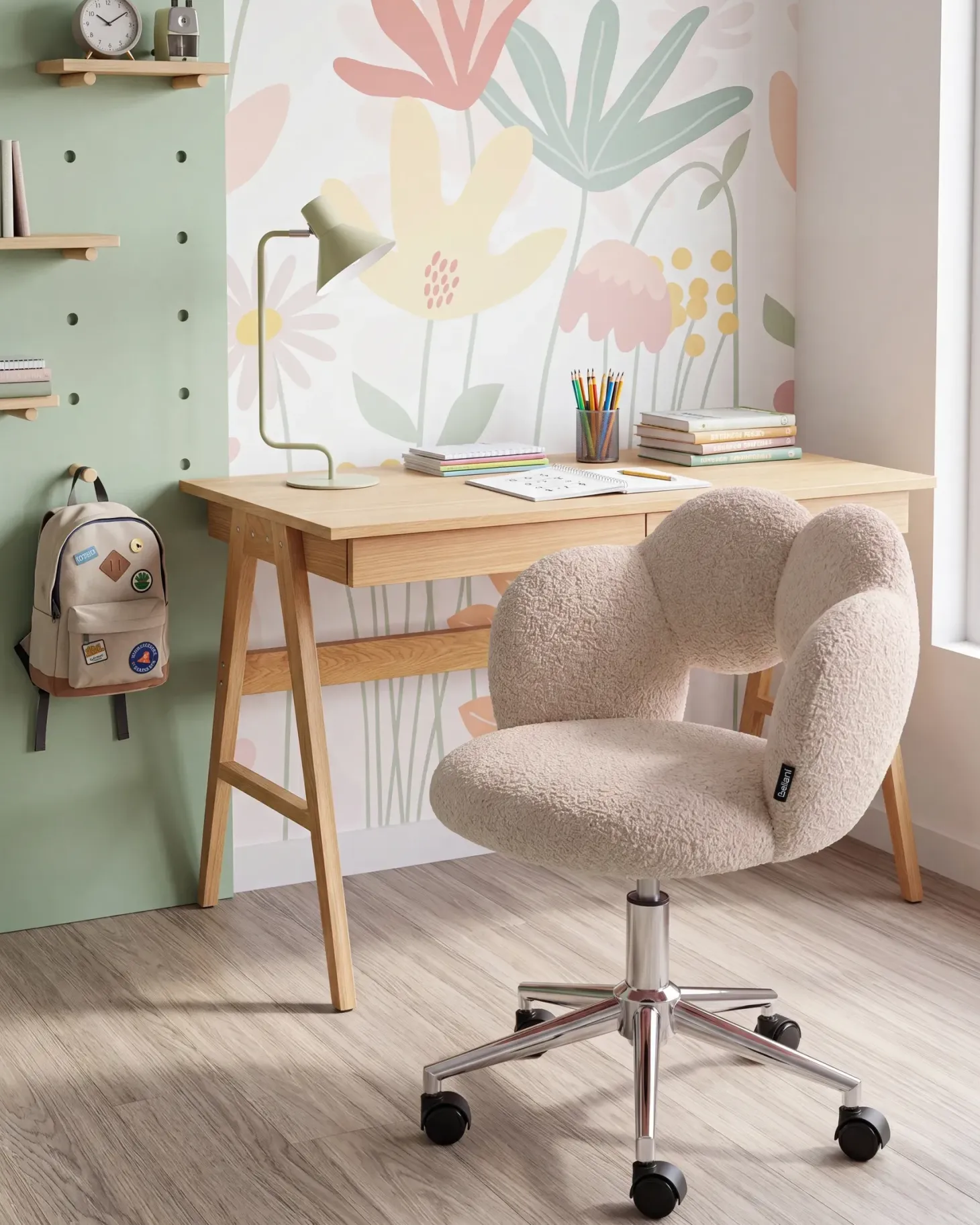 Skrivebordsstol WHIZZY Boucle Lys Beige
