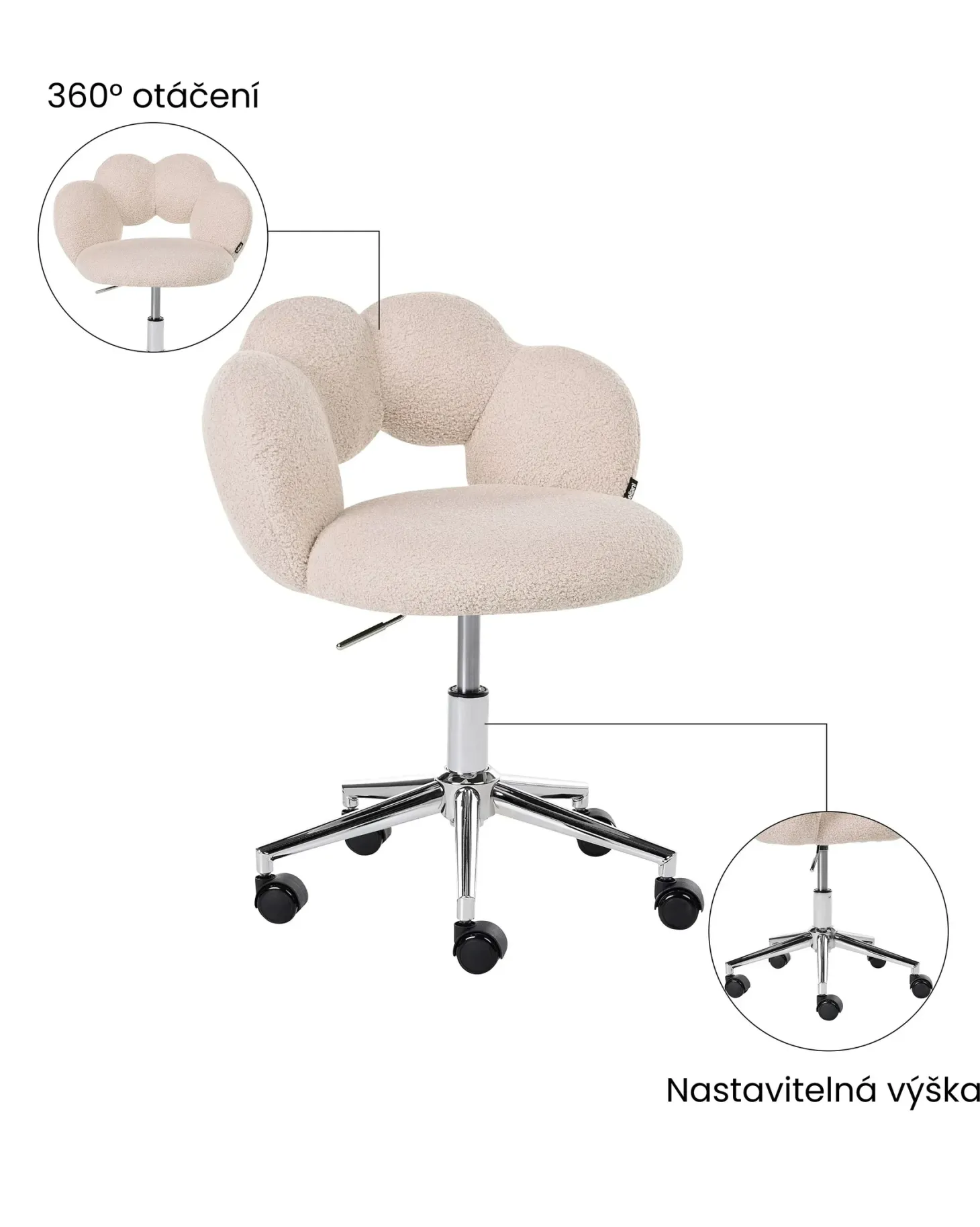 Skrivebordsstol WHIZZY Boucle Lys Beige