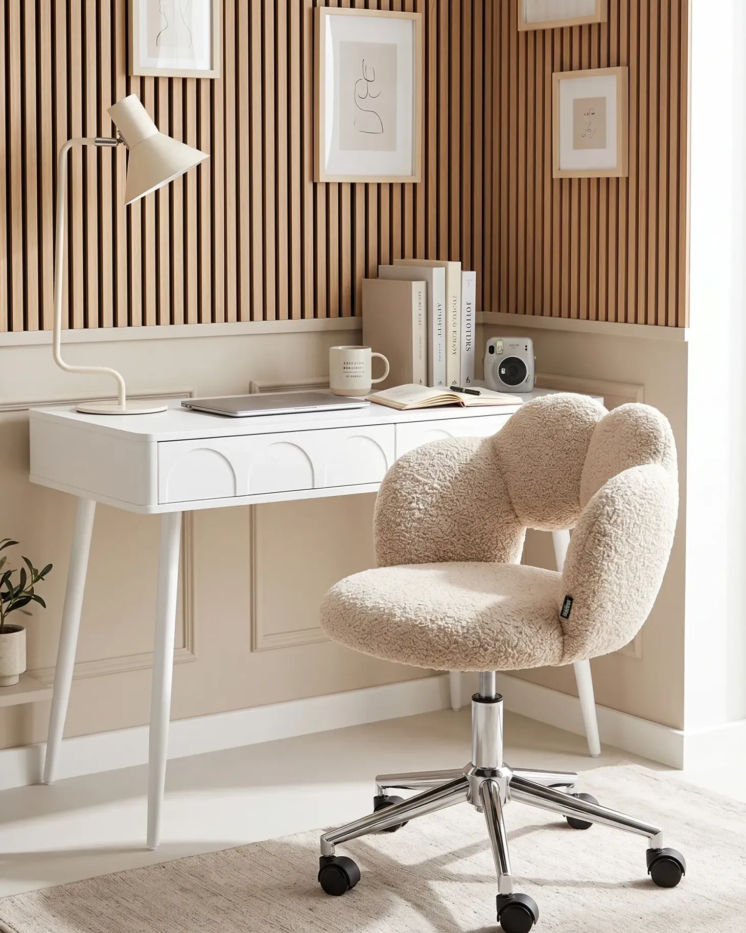 Skrivebordsstol WHIZZY Boucle Lys Beige
